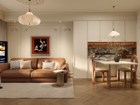 法式奶油客餐厅su模型