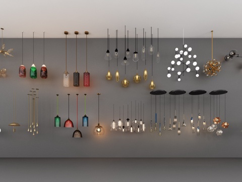  现代玻璃小吊灯 吊灯3d模型 