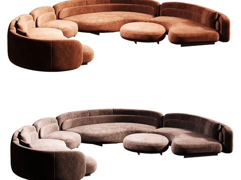 Minnoti 贝塞尔沙发 多人沙发 半圆形沙发 布艺沙发su模型