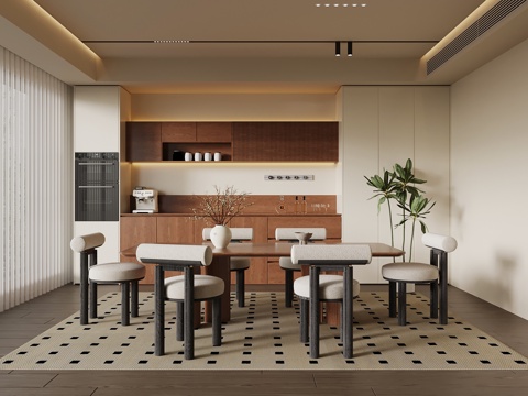 中古风餐厅su模型