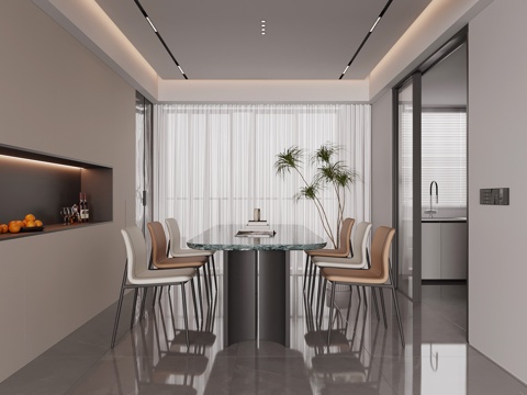  现代餐厅 酒柜 餐桌椅3d模型 