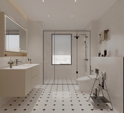 现代卫生间 浴室柜 淋浴 卫浴小件su模型