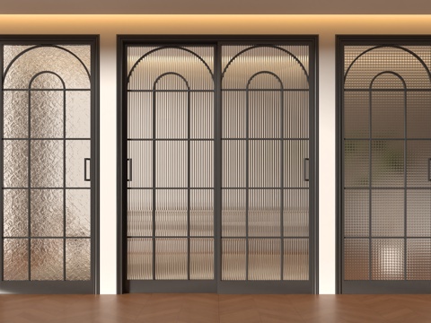 法式玻璃推拉门su模型