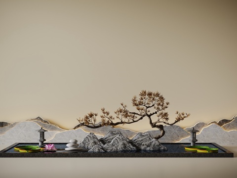 新中式景观 山水景观su模型