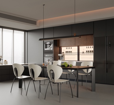  现代餐厅 餐桌椅 餐椅 酒柜 餐边柜3d模型 