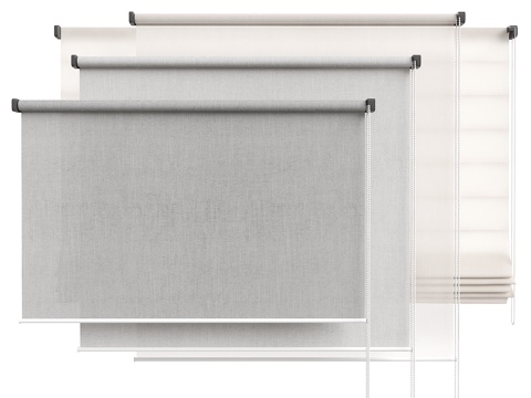 现代卷帘 落地窗卷帘 梦幻卷帘 日式卷帘 卷帘 窗帘su模型