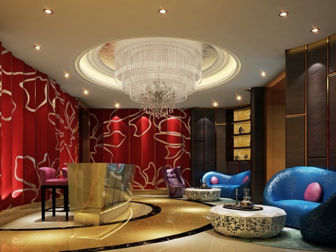  现代最新简约 现代 公司前台 吧台 背景墙大堂 主题酒店3d模型 