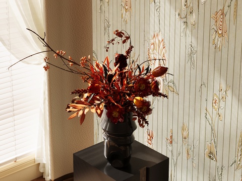 宋氏花艺 干花花艺 干花复古花艺 陶瓷花瓶 婚庆花艺su模型