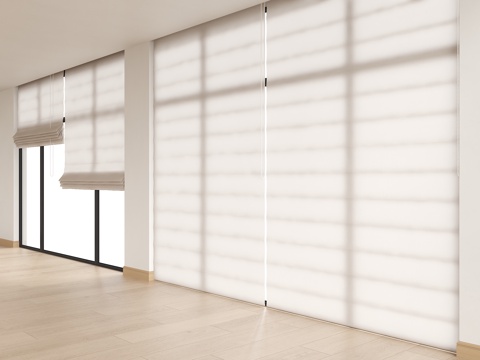 现代卷帘 落地窗卷帘 梦幻卷帘 日式卷帘 卷帘 窗帘su模型