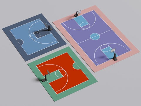 现代户外球场 篮球场 户外篮球场 现代篮球场 其他球场su模型