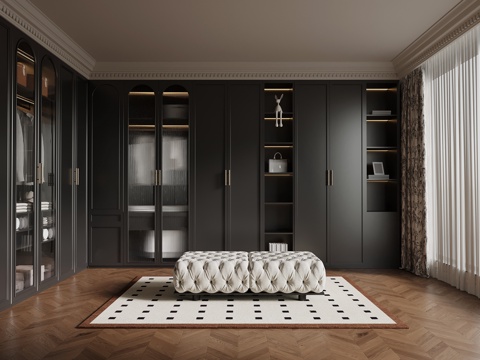 法式衣帽间 衣柜su模型