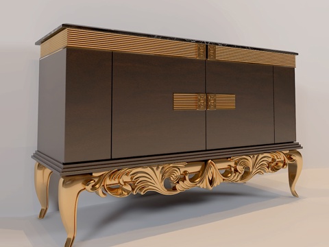 北欧柜子 储物柜 边柜 雕花装饰柜su模型