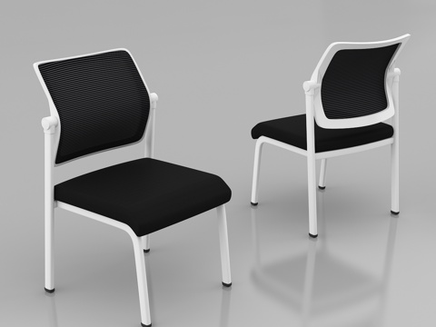  现代办公室 网布会议椅 简易办公椅 培训椅灰底图3d模型 