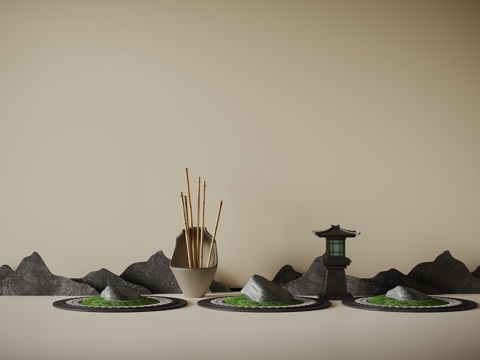  新中式景观 石头景观3d模型 