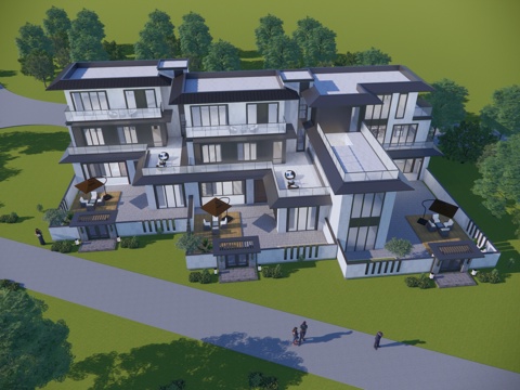 别墅建筑联排别墅su模型