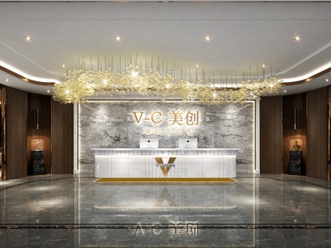  现代前台接待台3D模型3d模型 