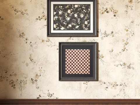 中古风装饰挂画组合su模型