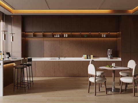 中古风茶水间su模型