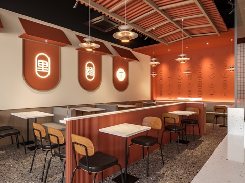  简约现代快餐店3d模型 