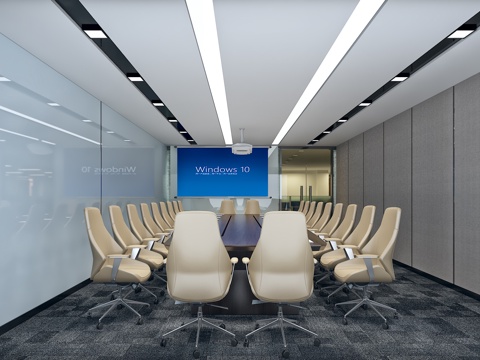  现代简约多功能多媒体会议室3d模型 