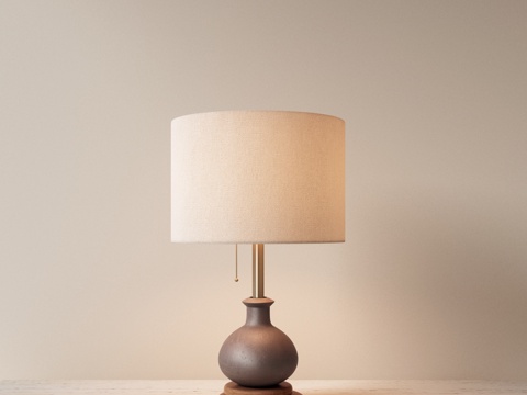  侘寂风台灯 床头台灯 中古风台灯 客厅台灯 书房台灯3d模型 