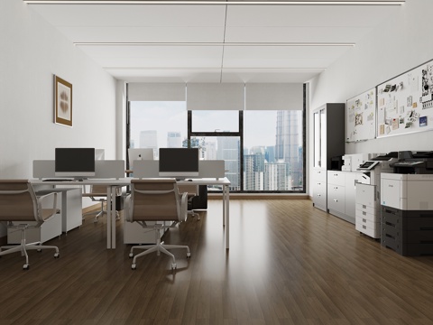 现代办公室 办公区 文件柜su模型