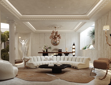  法式地下室休闲区3d模型 