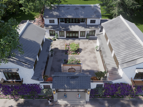  中式四合院  庭院景观 四合院建筑 宋代建筑 苏氏园林su模型 