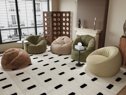 现代懒人沙发su模型