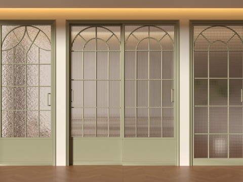 法式玻璃推拉门su模型