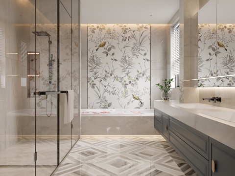  欧式卫生间3d模型 