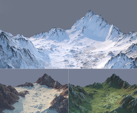  冰川山脉 群山 雪山3d模型 