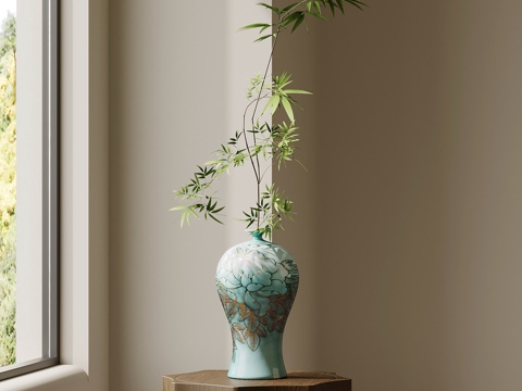 新中式花瓶su模型