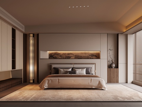 宋式风卧室 衣柜 床su模型