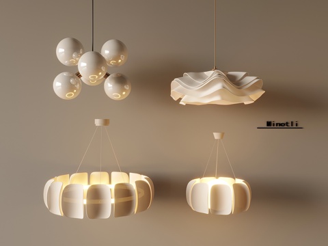 北欧奶油云朵吊灯 侘寂复古法式吊灯 中古风布艺吊灯su模型