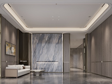 现代小区首层入户大厅su模型