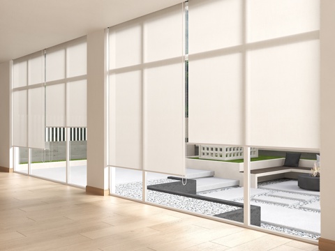 现代卷帘 落地窗卷帘 梦幻卷帘 日式卷帘 卷帘 窗帘su模型