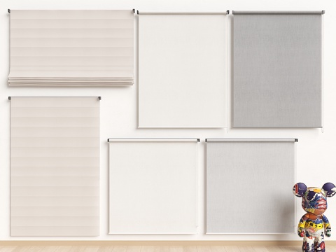 现代卷帘 落地窗卷帘 梦幻卷帘 日式卷帘 卷帘 窗帘su模型