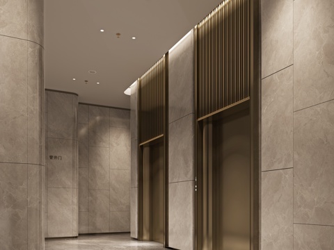  现代电梯厅3d模型 