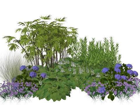 现代庭院小院植物堆植物景观组合su模型