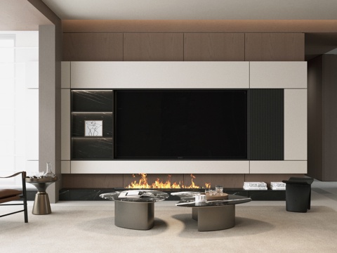 轻奢意式家居客厅 电视背景墙 客厅背景墙 意式客厅背景墙su模型