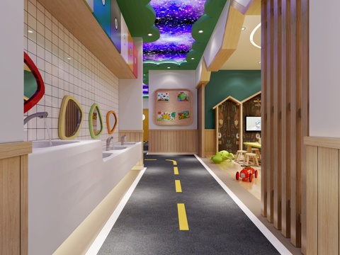  现代幼儿园星空主题3d模型 