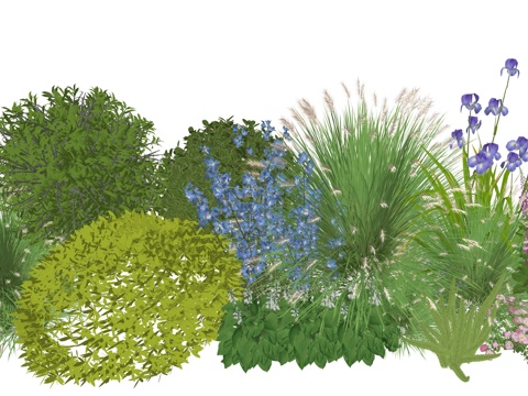 现代庭院小院植物堆植物景观组合su模型