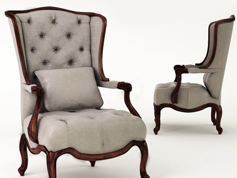 欧式休闲椅  布椅餐椅  书椅单椅su模型