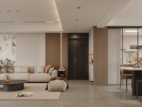  现代客餐厅 沙发组合 餐桌椅组合3d模型 