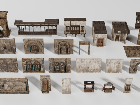 建筑构件 中东集市建筑构件 阿拉伯建筑构件su模型