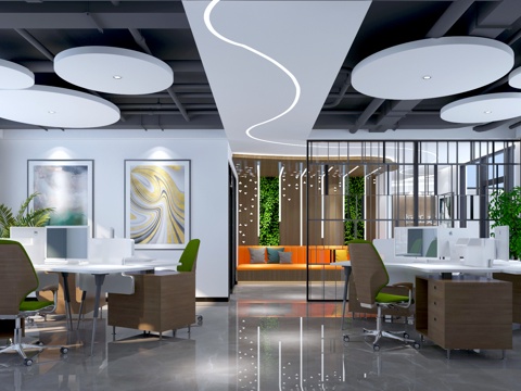  现代办公区3d模型3d模型 