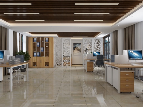  现代 公司办公室 前台3d模型 