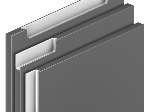 一体式橱柜门拉手 扣手su模型