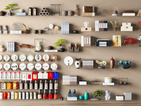 新中式饰品摆件组合 宋式装饰品 摆件su模型